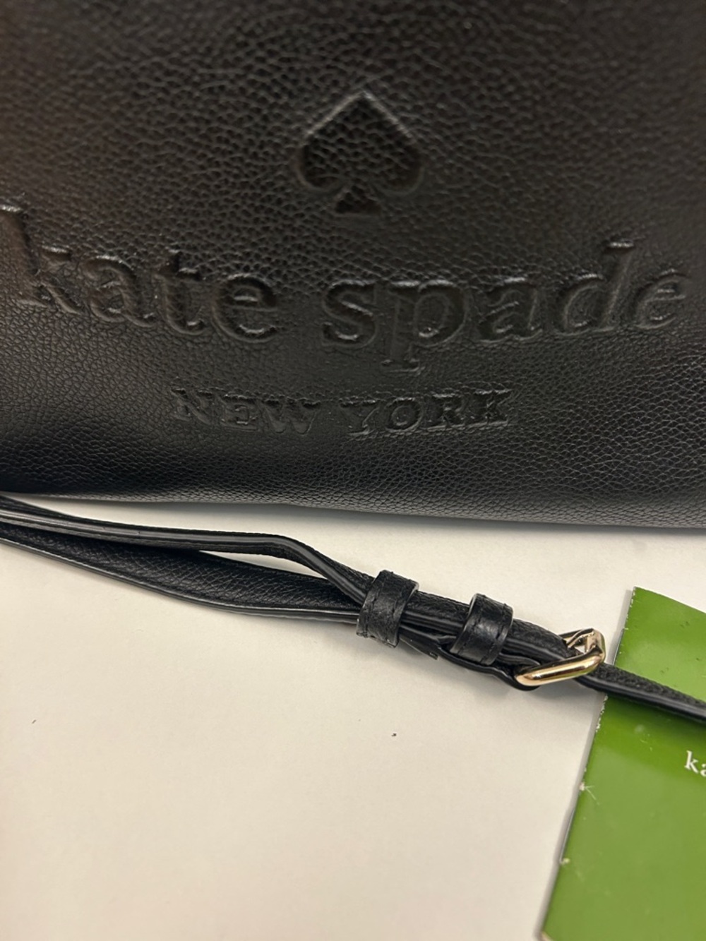 kate spade Black Embossed Leather Crossbody with Gold Hardware